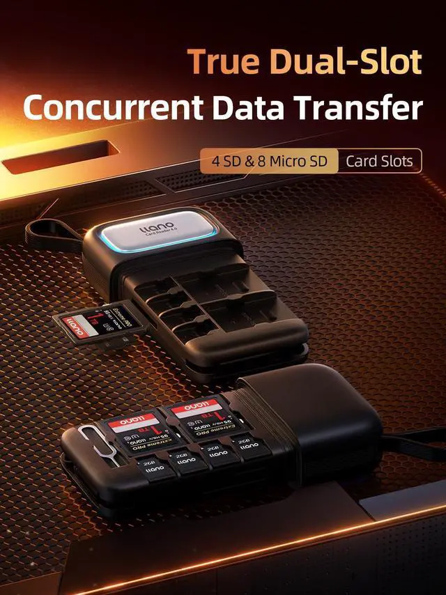 Alt view image 4 of 5 - llano F15 2-in-1 High-Speed SD/Micro SD Card Reader Adapter(UHS-II Supported),Holder Case, Built-in Slot Storage, Compatible with iPhone, Android, PC, MacBook, Laptop, Dual Slot, USB Type-C 3.2 Gen1