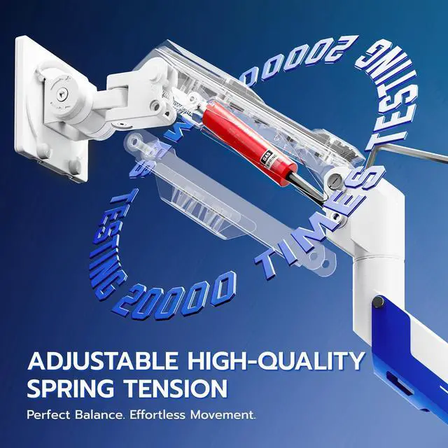 Alt view image 5 of 5 - ARES WING Heavy Duty Ultrawide Monitor Arm - Gas Spring Aluminum Monitor Mount with USB for 24"-57" Curved Screens up to 66 lbs with Clamp/Grommet Desk Mount, 75/100/200 Vesa Mount, White