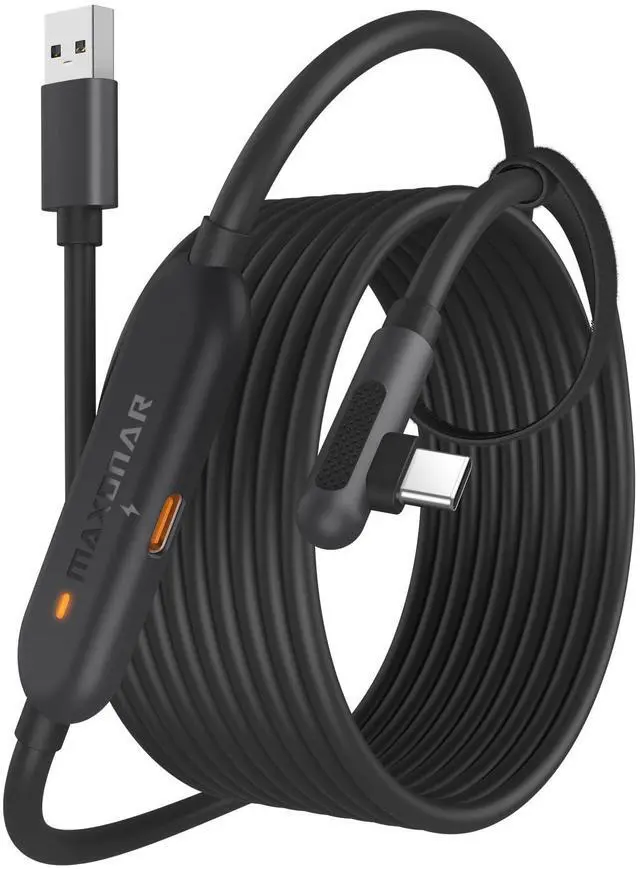 Main image of Maxonar [Next-Gen Chip VR Charging Link Cable 16FT Compatible with Meta 3S/3/Oculus 2/Pico 4 Accessories and PC/SteamVR, Awesome Gift-5Gbps USB 3.0 to USB C Cable-Black