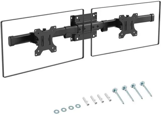 Main image of Dual Monitor Wall Mount, Horizontal Assembly Mount for 2 Monitor Screens up to 35 inches, Max. 10kg per Arm, VESA 75x75/100x100mm,Black