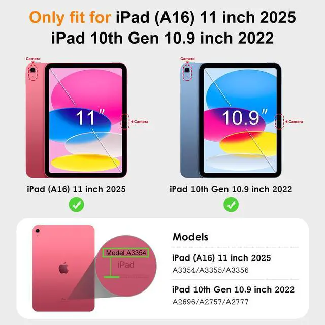 Alt view image 2 of 5 - DTTO for iPad 11th (A16)/ 10th Generation Case with Keyboard (2025/2022), 7 Colors Backlit Wireless Detachable Keyboard Leather Folio Cover with Pencil Holder & Pocket, Rose Red