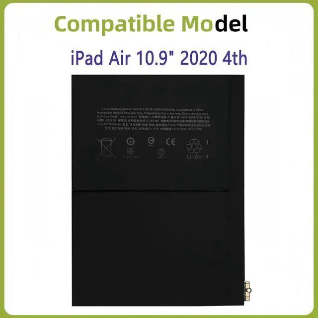 Alt view image 2 of 5 - ERYNK A2288 Rechargeable Battery Compatible with iPad Air 10.9" 2020 4th Generation Gen 4 A2324 A2325 A2072 / i-Pad 13.1 i-Pad 13.2 MYFN2LL/A MYFM2LL/A MYGX2ZP/A EMC 3570 3571 with Tools