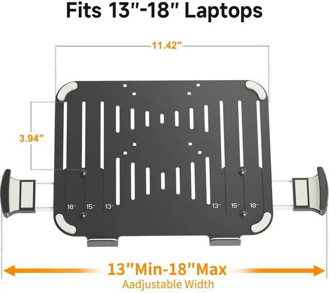 Alt view image 2 of 5 - suptek Adjustable 13 to 18 inch Laptop VESA Arm Mount Tray for Monitor Arms and Stands (Tray Only),Fits 75x75/ 100x100 mm VESA Mount Holes,and Supports Weight up to 10lbs,Black(TP007)