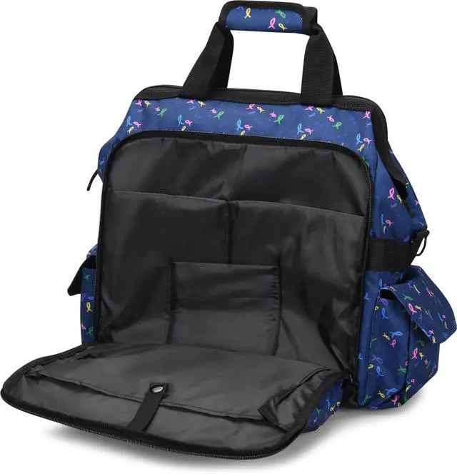 Alt view image 2 of 5 - Nurse Mates Ultimate Nursing Bag | Multiple Compartments | Laptop Pocket | Durable Zippers | Ribbon Hearts