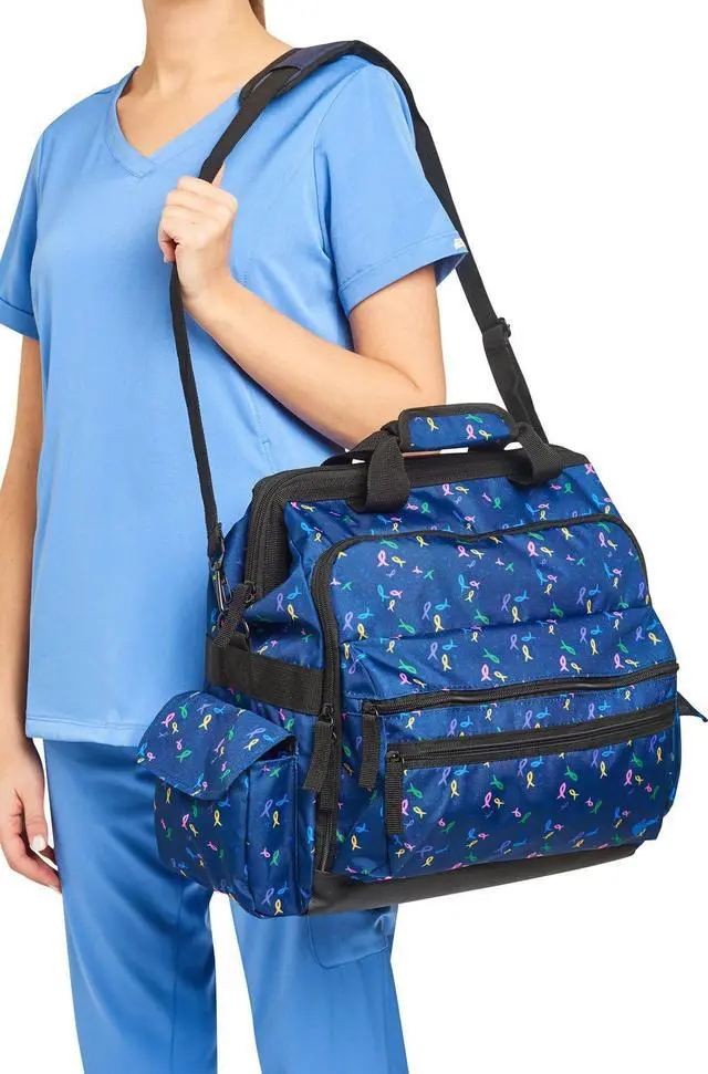 Alt view image 5 of 5 - Nurse Mates Ultimate Nursing Bag | Multiple Compartments | Laptop Pocket | Durable Zippers | Ribbon Hearts