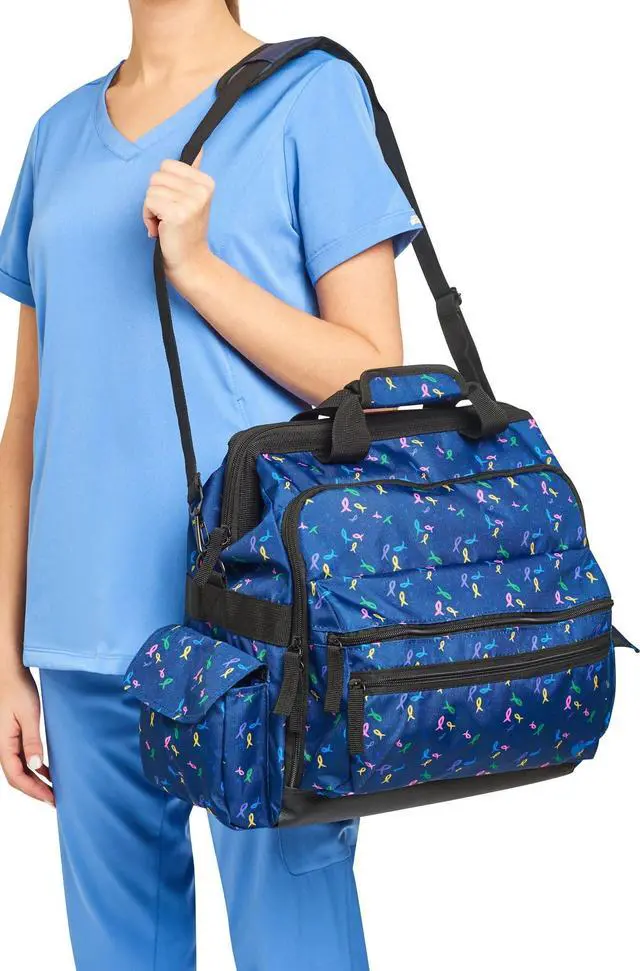 Alt view image 4 of 5 - Nurse Mates Ultimate Nursing Bag | Multiple Compartments | Laptop Pocket | Durable Zippers | Ribbon Hearts
