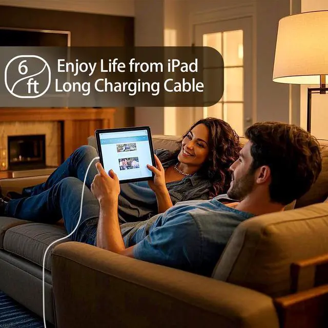 Alt view image 3 of 5 - GKW iPad Chrager Fast Charging for iPad Pro Air Mini A17 A16 10th iPhone 16 16e 15, Type C Chrager 20W Fast Charging Block Plug & 6ft USB C to C Cable, 2Pack White