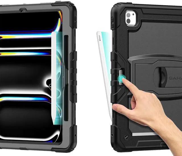 Alt view image 5 of 5 - Sahara - Raider Series Heavy-Duty Case for iPad Pro 13" (M4 2024/M5 2025), Scorpion Black, (TB00385)