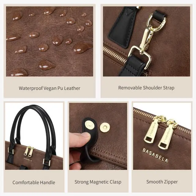 Alt view image 4 of 5 - Tie Dye Brown Handmade Laptop 16inch Vegan Leather Briefcase Office Tote Bags for Women Men Work 2025, Large 19L Stylish Business Computer Shoulder Handbags with Wristlet Wallet, Waterproof Luxury Bag