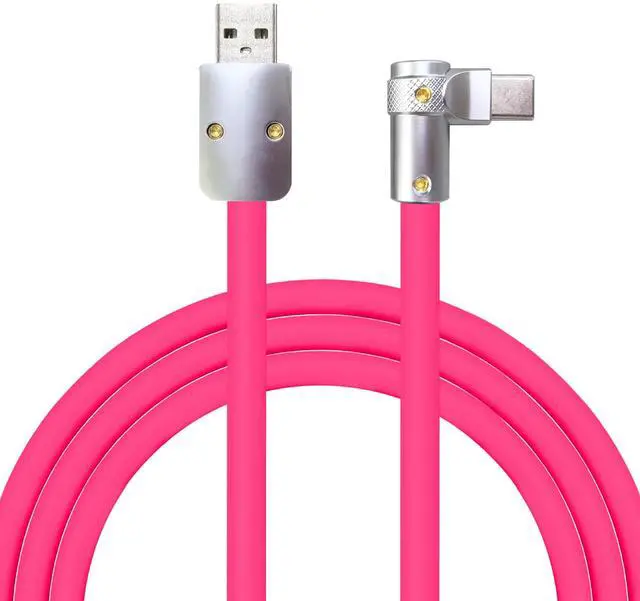 Main image of chubbycable FlexElbow 90 Degree 120W Fast Charging Cable Right Angle USB C Cable Silicone Charging Cord Compatible with iPhone 17-15 Series iPad, Rose Red, USB-A to Type-C, 16.4FT