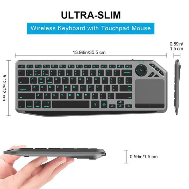 Alt view image 5 of 5 - Wireless RGB Touch Keyboard, 78 Keys Ultra Slim QWERTY Touchpad BT/USB/2.4G with Wrist Rest Support Multiple Devices 7 Color Backlight Multi Gesture Touch Control Hotkey for Phone PC Laptop Tablet
