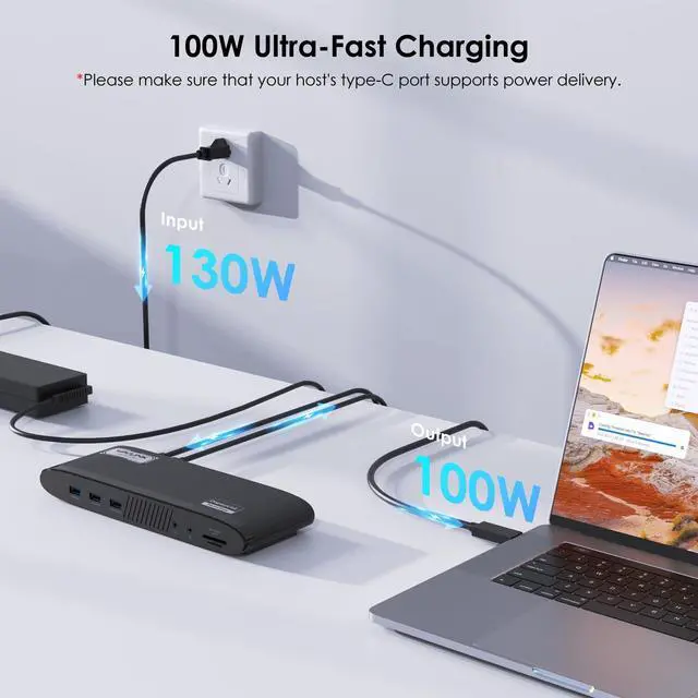 Alt view image 3 of 5 - WAVLINK DisplayLink Docking Station 3 Monitors, USB-C Laptop Dock Dual 2K + 4K for Mac & Windows, 13-in-1 with 100W Charging, 3 HDMI, 5 USB Ports, Ethernet, SD/TF, Audio