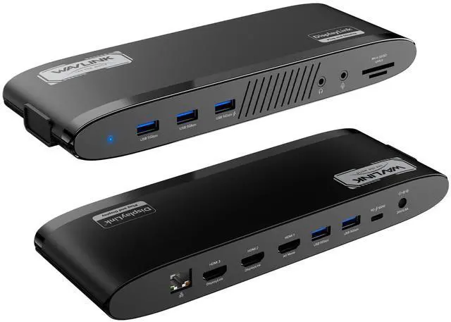 Main image of WAVLINK DisplayLink Docking Station 3 Monitors, USB-C Laptop Dock Dual 2K + 4K for Mac & Windows, 13-in-1 with 100W Charging, 3 HDMI, 5 USB Ports, Ethernet, SD/TF, Audio