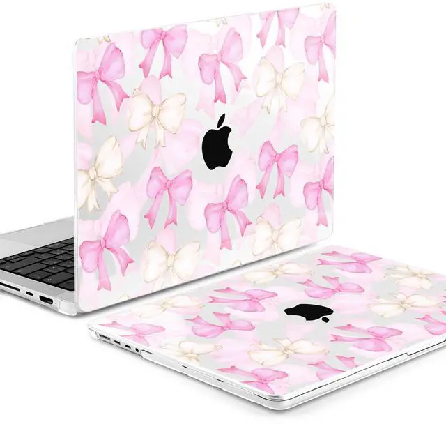 Alt view image 3 of 5 - MEEgoodo Case for MacBook Pro 14 inch (M5/M4/M3/M2/M1) 2025 2024 2023 2021, Laptop Hard Shell Case Fit Model A3434/A3112/A3401/A3185/A2918/A2992/A2779/A2442 Pro/Max, White & Pink Bows