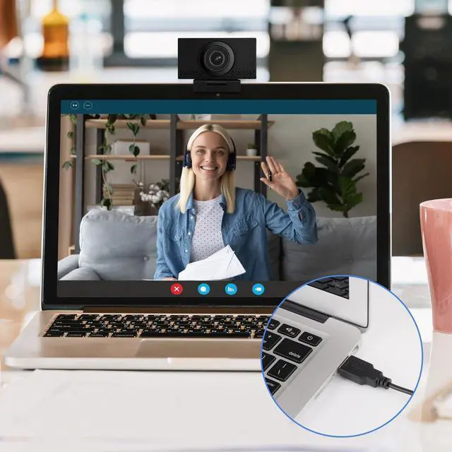 Alt view image 2 of 5 - MEGREZ 4K Webcam with Microphone & Privacy Cover, Webcam for PC, Adjustable FOV Computer Web Camera, Ultra HD USB Camera for Streaming Video Call Conference and Online Lessons