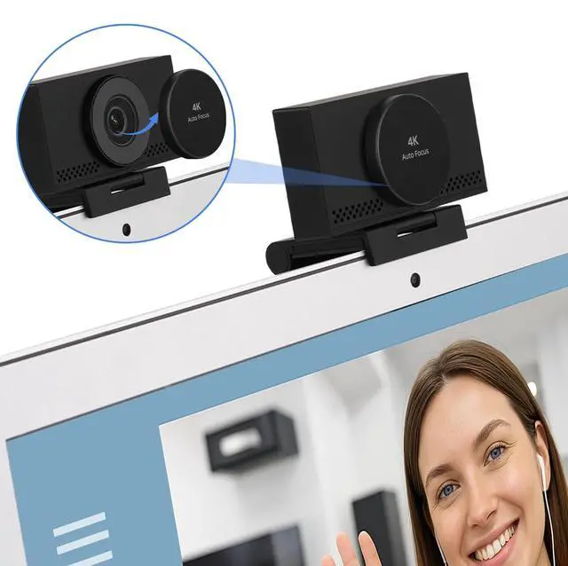 Alt view image 4 of 5 - MEGREZ 4K Webcam with Microphone & Privacy Cover, Webcam for PC, Adjustable FOV Computer Web Camera, Ultra HD USB Camera for Streaming Video Call Conference and Online Lessons