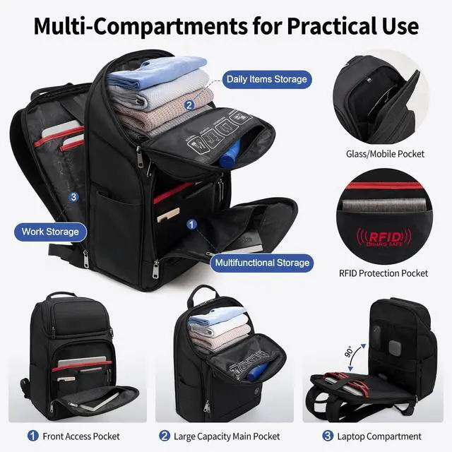 Alt view image 5 of 5 - OIWAS Laptop Backpack for Men Women, 15.6 Inch Laptop Backpacks Business Travel Backpack with USB Charging Port, Air Weight System for Weight Reduction, RFID Protection Pocket Tech Backpack