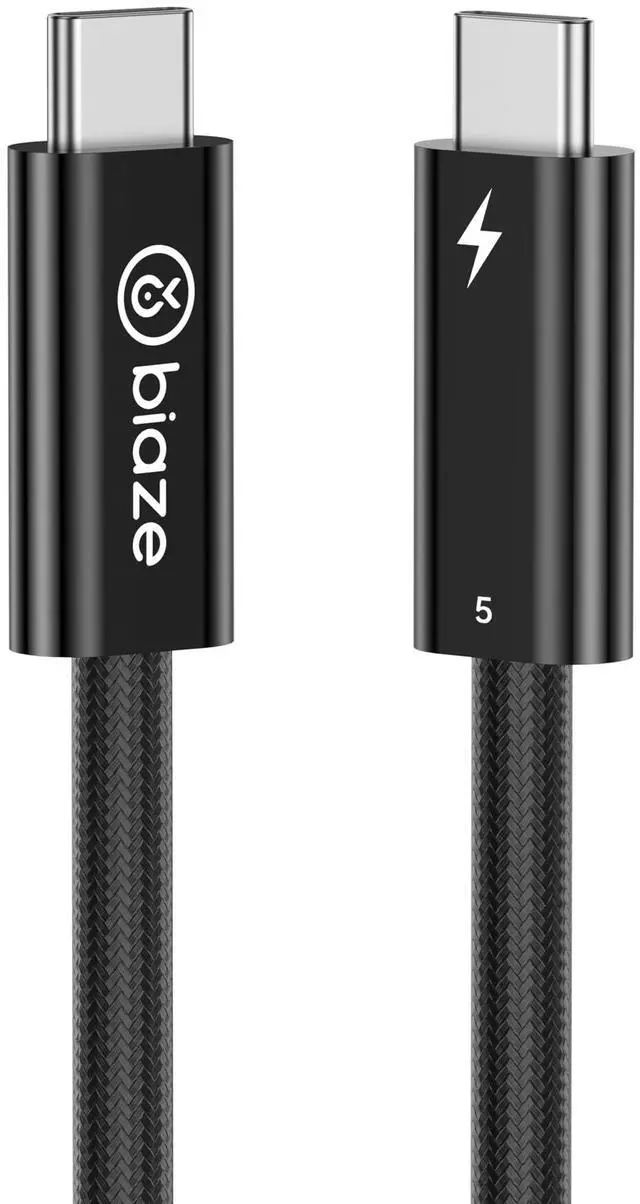 Main image of biaze Intel Certified Thunderbolt 5 Data Cable, 5-Foot USB-C to USB-C Data Cable, Supports 240W Charging, up to 120Gbps Bandwidth,Supports 8K/4K Display, iPhone 16, MacBook, and More Devices