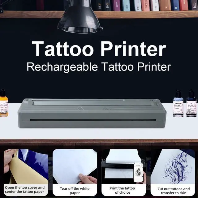Alt view image 5 of 5 - YIRIGUI Wireless Tattoo Stencil Printer, Bluetooth Thermal Machine with Adjustable Paper Size, Mini & Portable for Tattoo Beginners and Pros, Works with iOS Android Tablet PC, 10 Sheets (Gray)