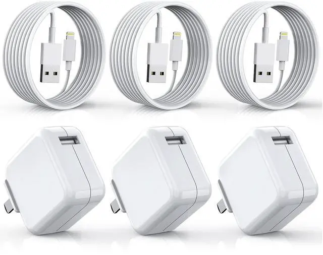 Main image of [3 Pack] iPad Charger, iPhone Charger MFi Certified Long Lightning Cable 10 Foot Lightning Charging Cord with 12W Wall Foldable Block Portable Travel Plug Charging for iPad/iPadMini/iPadAir, iPhone