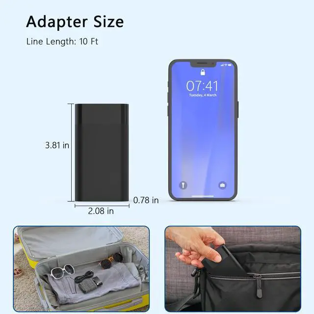 Alt view image 4 of 5 - Nivjuky New Slim 65W Type-C Power Adapter Compatible with HP Envy 14 15 16 17 Laptop USB C Fast Charger