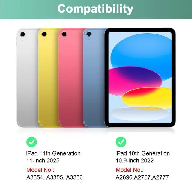 Alt view image 3 of 5 - Nsyee Keyboard Case for iPad 10th Generation 10.9 inch 2022 and iPad 11th Generation A16 11 inch 2025, Detachable Bluetooth Keyboard Case with Pencil Holder and Mouse for ipad 10th/11th Gen, Green