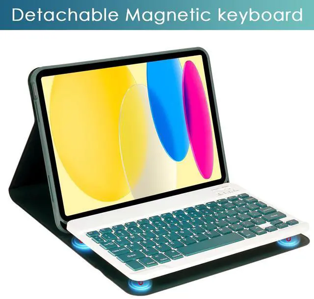 Alt view image 4 of 5 - Nsyee Keyboard Case for iPad 10th Generation 10.9 inch 2022 and iPad 11th Generation A16 11 inch 2025, Detachable Bluetooth Keyboard Case with Pencil Holder and Mouse for ipad 10th/11th Gen, Green
