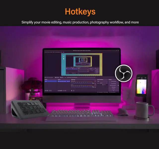 Alt view image 2 of 5 - 15 Keys LCD Custom Keyboard, Streaming Studio Controller Keypad for 4KCU, for OBS, for, for, for, for Discord, for Spotify