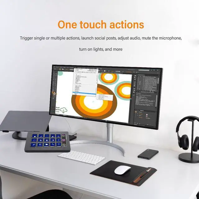 Alt view image 5 of 5 - 15 Keys LCD Custom Keyboard, Streaming Studio Controller Keypad for 4KCU, for OBS, for, for, for, for Discord, for Spotify