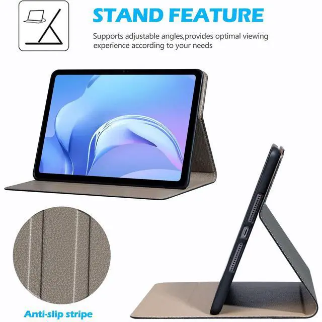 Alt view image 4 of 5 - XFYKJIN Case for IPad 10.2 Inch,9th/8th/7th Generation(2021/2020/2019) Leather Cover Auto Sleep/Wake with Adjustable Stand, with Pocket,with Buckle,Anti Slip,Black with Grey