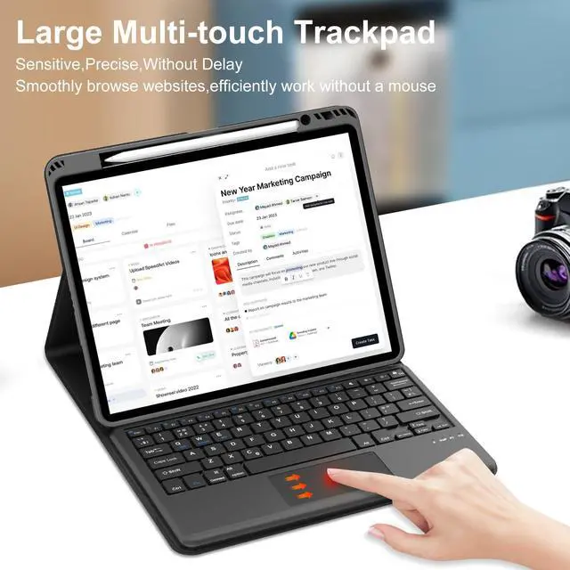 Alt view image 2 of 5 - WINCHKING Slim Bluetooth Keyboard for iPad Air 13-inch&12.9-inch iPad Pro Tablet,Detachable Wireless Keyboard with Touchpad Compatible with iOS/Window/Android,Lightweight Portable&Rechargeable,Black