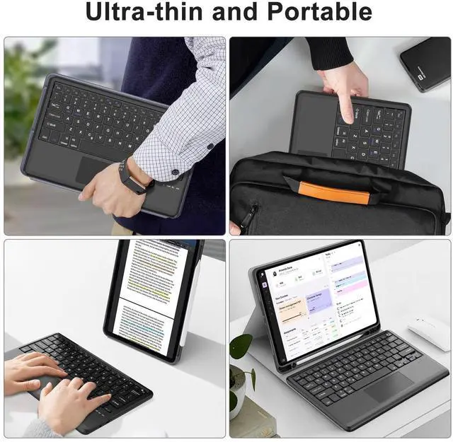 Alt view image 4 of 5 - WINCHKING Slim Bluetooth Keyboard for iPad Air 13-inch&12.9-inch iPad Pro Tablet,Detachable Wireless Keyboard with Touchpad Compatible with iOS/Window/Android,Lightweight Portable&Rechargeable,Black