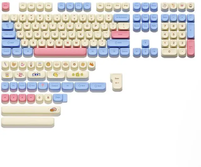 Alt view image 3 of 5 - PBT keycaps,MOA Profile Cute Keycaps Pink Kawaii Anime Round Keycaps Set for Cherry Gateron MX Switches Mechanical Keyboards,Rainbow Candy