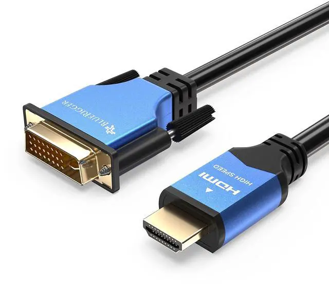 Main image of BlueRigger HDMI to DVI Cable (25FT, High-Speed, Bi-Directional Adapter Male to Male, DVI-D 24+1, 1080p, Aluminum Shell) - Compatible with Raspberry Pi, Roku, Xbox One, PS5/PS4, Graphics Card