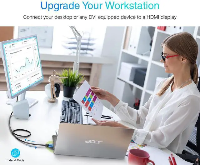 Alt view image 3 of 5 - BlueRigger HDMI to DVI Cable (25FT, High-Speed, Bi-Directional Adapter Male to Male, DVI-D 24+1, 1080p, Aluminum Shell) - Compatible with Raspberry Pi, Roku, Xbox One, PS5/PS4, Graphics Card