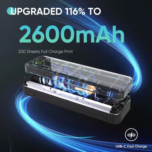 Alt view image 5 of 5 - Portable Thermal Printer for Travel, Wireless Bluetooth Inkless Mini Printer w/ 300DPI , Supports 8.5" x 11" US Letter, Legal, A4 & A5 Paper, Compatible w/ Android, iOS, Laptop for Home, Office Use