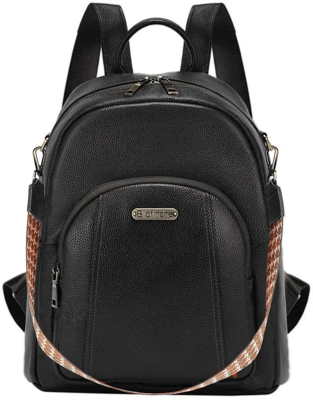 Main image of Women's Genuine Leather Backpack for Professionals, 12.9 Inch Laptop Backpack with Anti-Theft Pocket, Business Work Computer Bag for Office & Travel, Classic Black