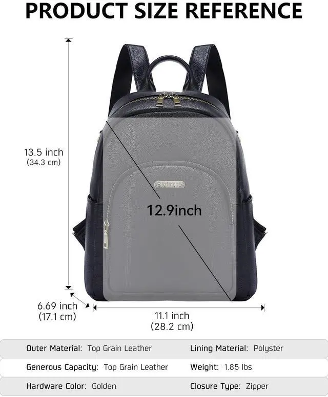 Alt view image 4 of 5 - Women's Genuine Leather Backpack for Professionals, 12.9 Inch Laptop Backpack with Anti-Theft Pocket, Business Work Computer Bag for Office & Travel, Classic Black