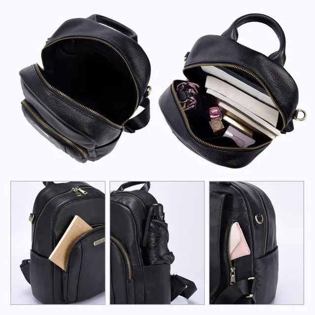 Alt view image 5 of 5 - Women's Genuine Leather Backpack for Professionals, 12.9 Inch Laptop Backpack with Anti-Theft Pocket, Business Work Computer Bag for Office & Travel, Classic Black