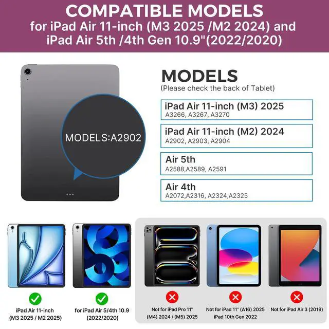 Alt view image 2 of 5 - typecase Touch Keyboard Case with Trackpad for iPad Air 11-inch (M3 2025 / M2 2024): 360°Rotatable - 11 Colors Backlight - Wireless Keyboard with Pencil Holder for iPad Air 5th & 4th Gen,Raspberry