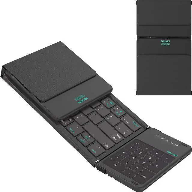 Main image of Nillkin Pocket Foldable Keyboard with Touchpad & Wireless Bluetooth, Portable Travel Keyboard for Home or Mobile Office Replaces Keypads and Mouse Combo, Compatible with iPad, Laptop, Tablet - Black