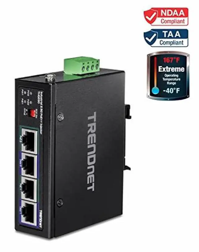 Alt view image 2 of 5 - TRENDnet 95W 2-Port Industrial 2.5G PoE++ Injector, Supports PoE IEEE 802.3af, PoE+ IEEE 802.3at, and PoE++ IEEE 802.3bt, Not Compatible with Passive PoE Devices, Black, TI-IG290