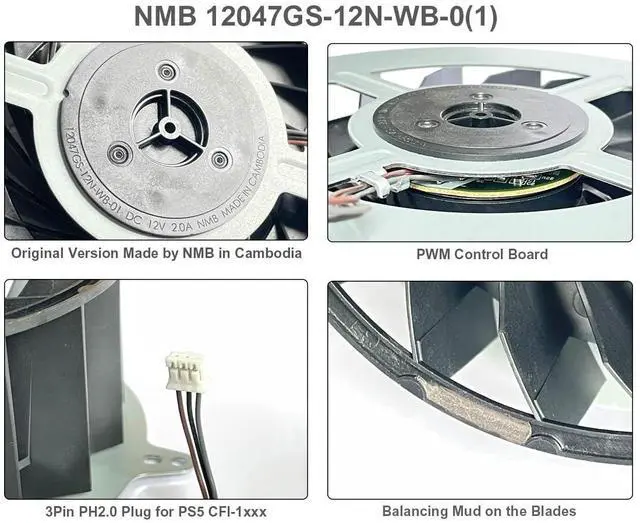 Alt view image 4 of 5 - ElecGear PS5 Internal Cooling Fan, Additional Shockproof Sealing O-Ring and Repair Tool Kit, CPU and Case Fan Replacement for First PS5 CFI-1xxx Series, Not for Slim or Pro