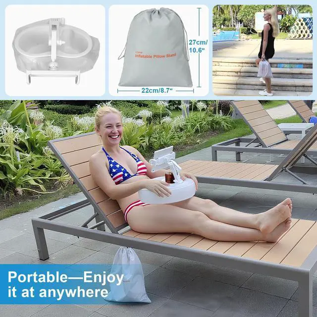 Alt view image 5 of 5 - CYUGM Versatile Waterproof Tablet Kindle Pillow Stand for Bed Couch Bathtub Pool Lounger, Portable Inflatable Kindle Holder with Detachable Fabric, Easy Care & Suit All Seasons, Fit 5-12.9'' Devices