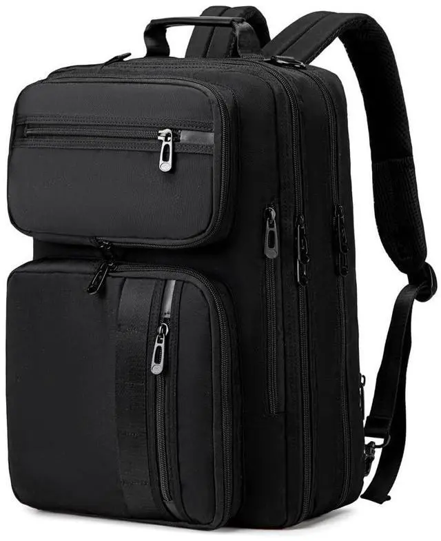 Alt view image 2 of 5 - HUAETING 3 in 1 Laptop Bag for Men 17.3 Inch Laptop Backpack Computer Bag for Business/Work/Travel Convertible Backpack Messenger Shoulder Bag for Men Women Black