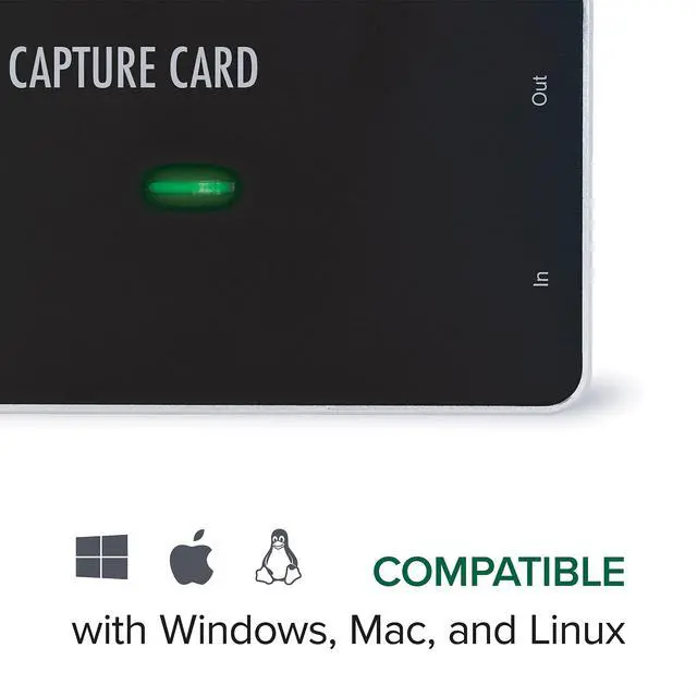 Alt view image 4 of 5 - Plugable HDMI Video Capture Card, USB 3.0 or USB C, Record, Stream and Go Live with DSLR, 1080P 60FPS with HDMI Pass Through - Compatible with Windows, Mac OS, Linux, OBS Streaming