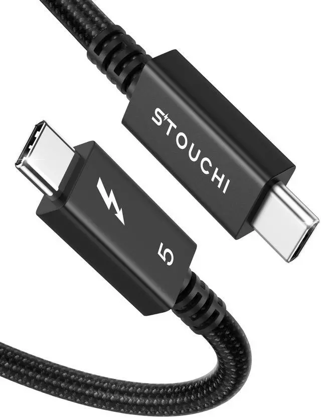 Main image of Stouchi Intel Certified Thunderbolt 5 Cable 80Gbps, up to 120Gbps Bandwidth, Dual 8K Display, 240W Power, Compatible with Thunderbolt 5/4, USB4, MacBook, SSD, eGPU, Premium Braided Cable, 3.3FT