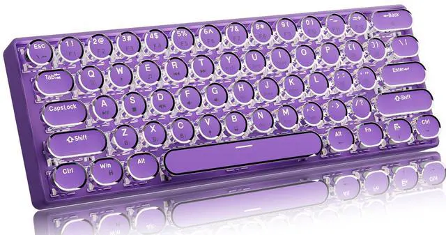 Main image of EWEADN G61 Typewriter Keyboard Wireless Mechanical Keyboards, 60% Mini Typewriter Keyboards with White Backlit, Anti-Ghosting, Red Switch Bluetooth/2.4GHz/USB-C Cute Aesthetic Keyboard-Purple