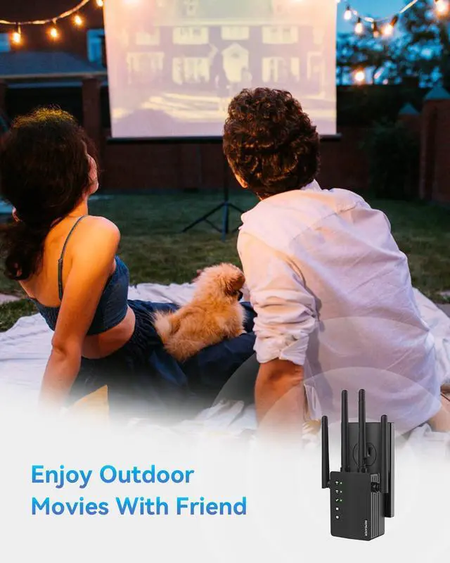 Alt view image 2 of 5 - AOOEPU WiFi Booster, 1200Mbps WiFi Extender Signal Booster for Home, 12880 Sq Ft Coverage, 105 Devices, Dual Band 2.4/5GHz Internet Extender WiFi Booster