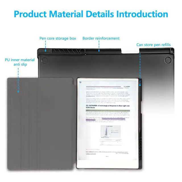 Alt view image 5 of 5 - QIOFEARTH Rotating Case for 11.8" Remarkable Paper Pro Tablet (2024 Released) Lightweight and Hard Back Shell Protective Book Folio Cover,Auto Sleep/Wake,Pen Holder and Pen Tips Box (Blue Flowers)